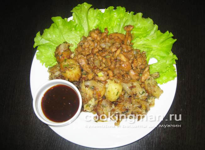 Курица жареная с луком в японском соусе жареная курица фото