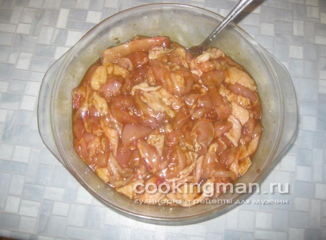 Курица жареная с луком в японском соусе жареная курица