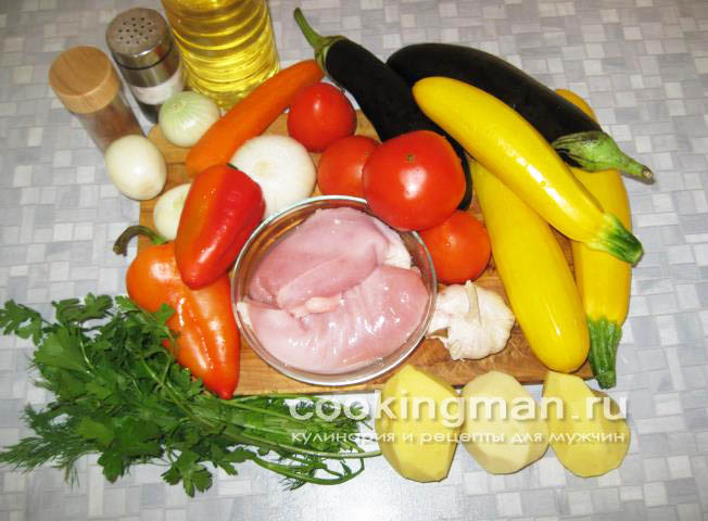 Овощное рагу с курицей овощное рагу