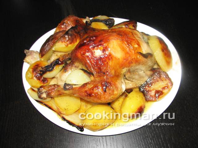 Курица запеченная в духовке с картошкой курица запеченная целиком