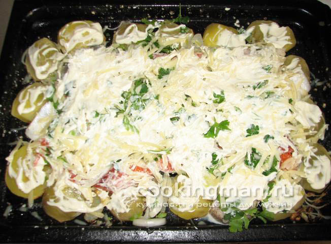 Запеченная форель с картошкой и сыром запеченная форель