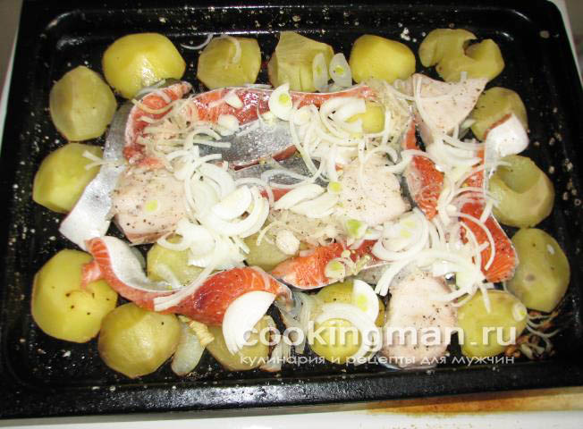 Запеченная форель с картошкой и сыром запеченная форель