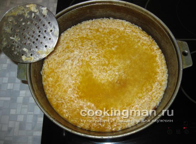 Вода должна заливать рис