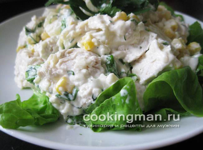 Салат с курицей и ананасами салат курица ананас орехи
