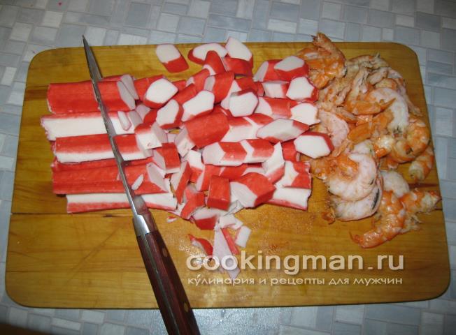 Салат с креветками и крабовыми палочками салат с креветками рецепт