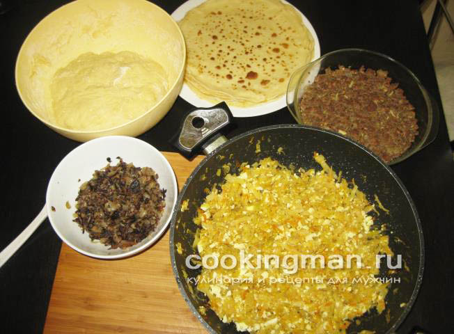 Кулебяка с мясом, капустой и грибами рецепт кулебяки