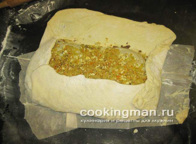 Кулебяка с мясом, капустой и грибами рецепт кулебяки